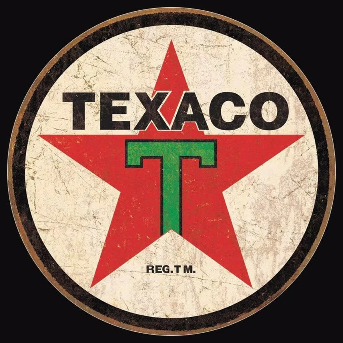 11.75" ROUND EMBOSSED TEXACO TIN SIGN-1798