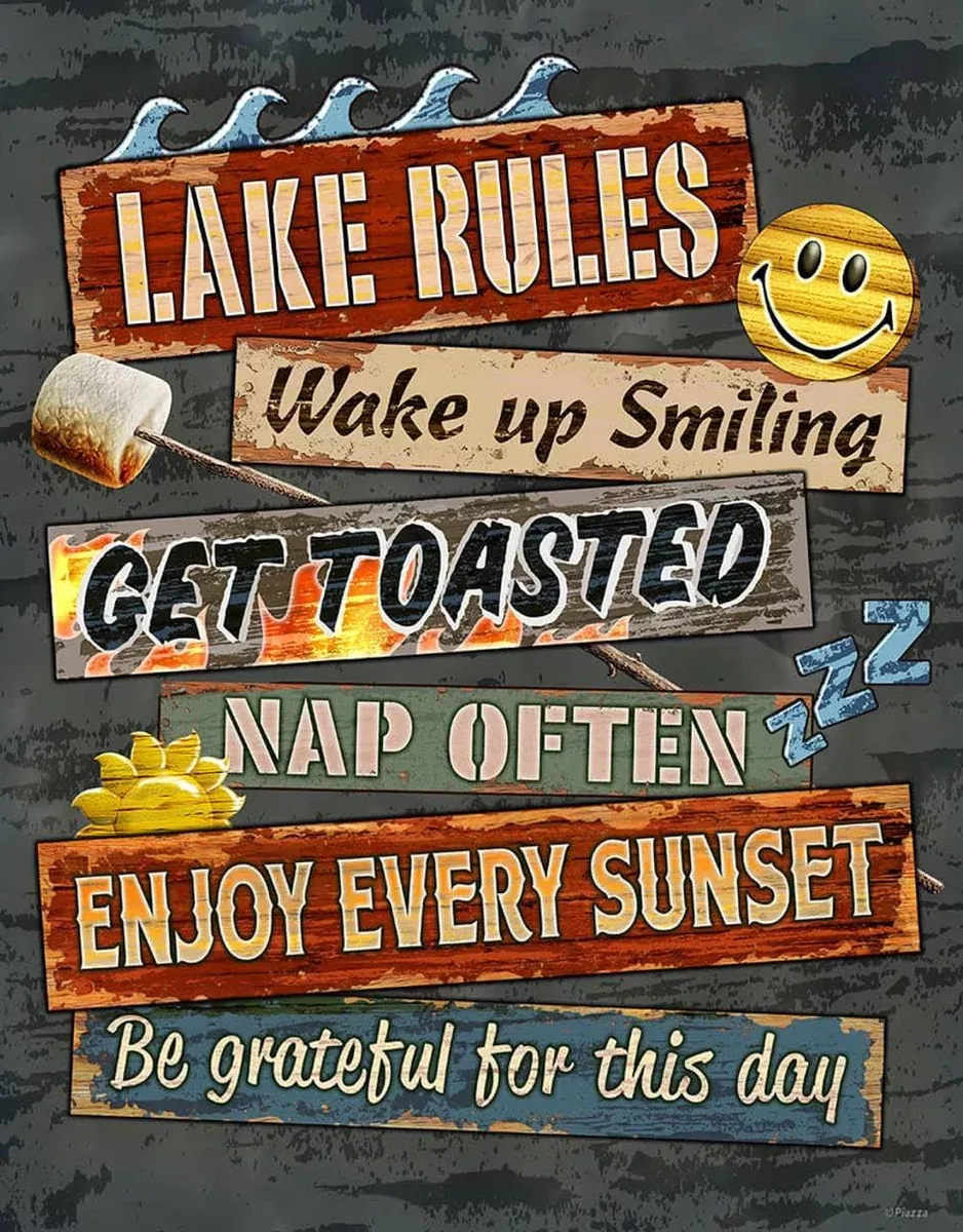 12.5 X 16" LAKE RULES TIN SIGN-2595