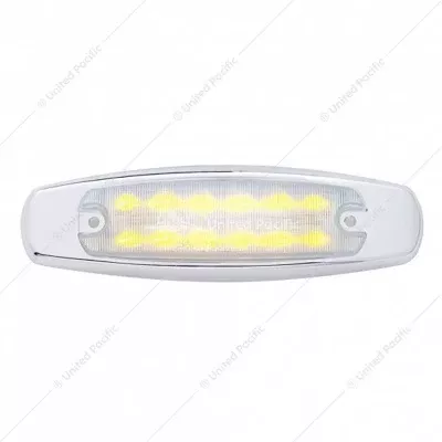 12 LED Rectangular Light (Clearance/Marker) With Chrome Bezel - Amber LED/Clear Lens