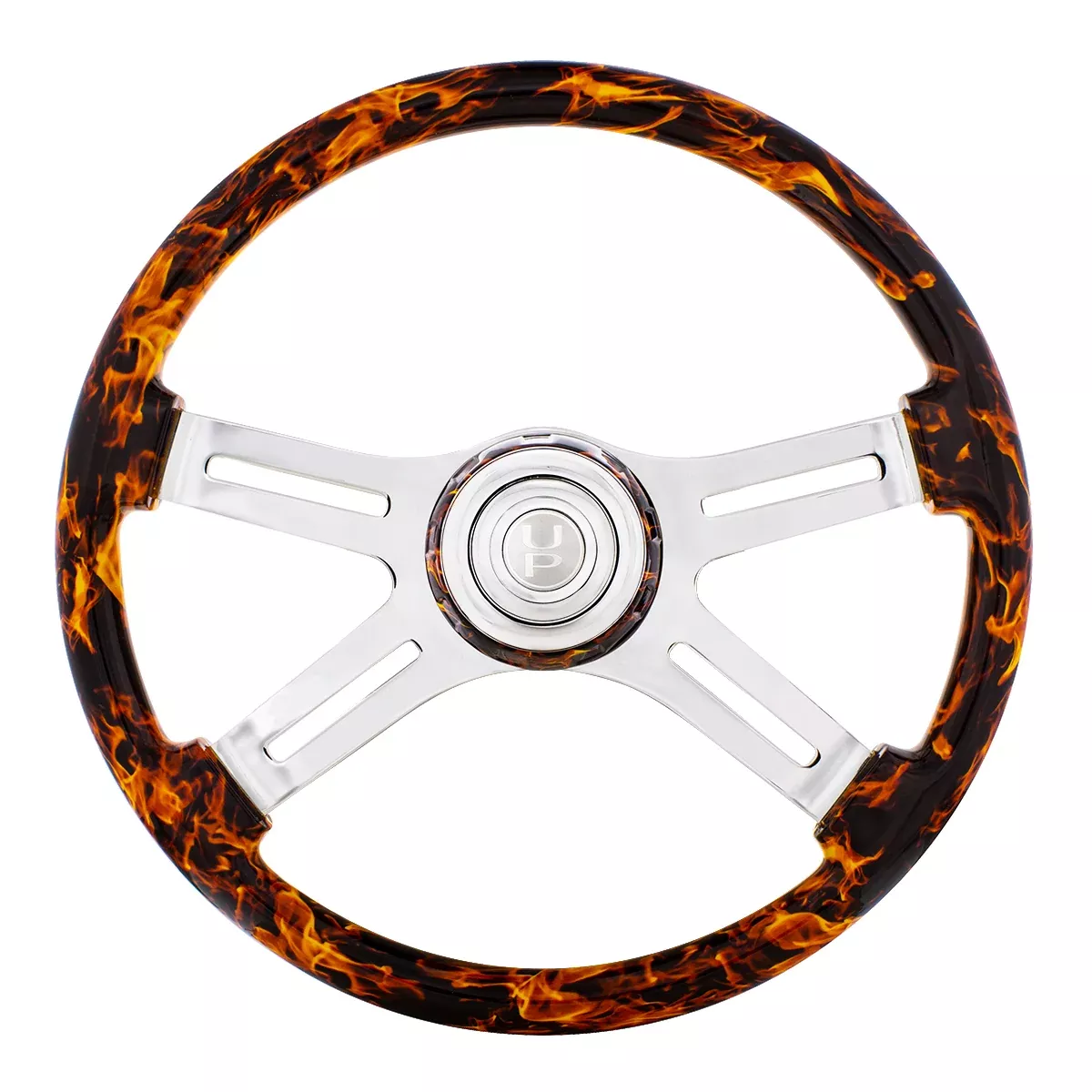 18" Flame Steering Wheel with Matching Flame Bezel
