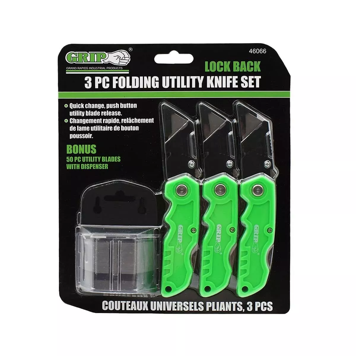 3 PC FOLDING UTILITY KNIFE SET-46066