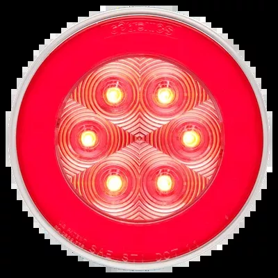 4" Round GloLight 14 Diode Stop Turn And Tail Red / Clear