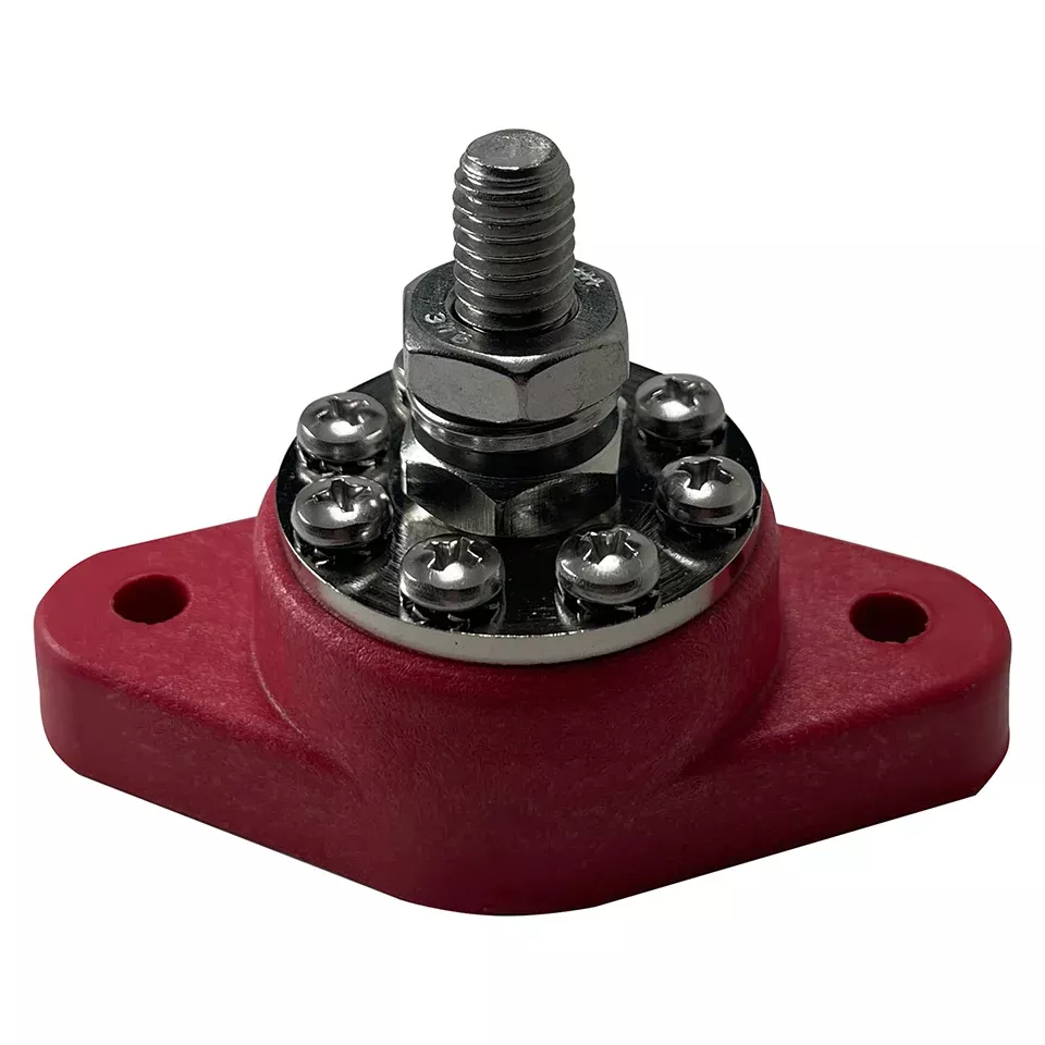 8-Point Power Distribution Post - 3/8" Stud - With Insulating Boot & Clear Disc