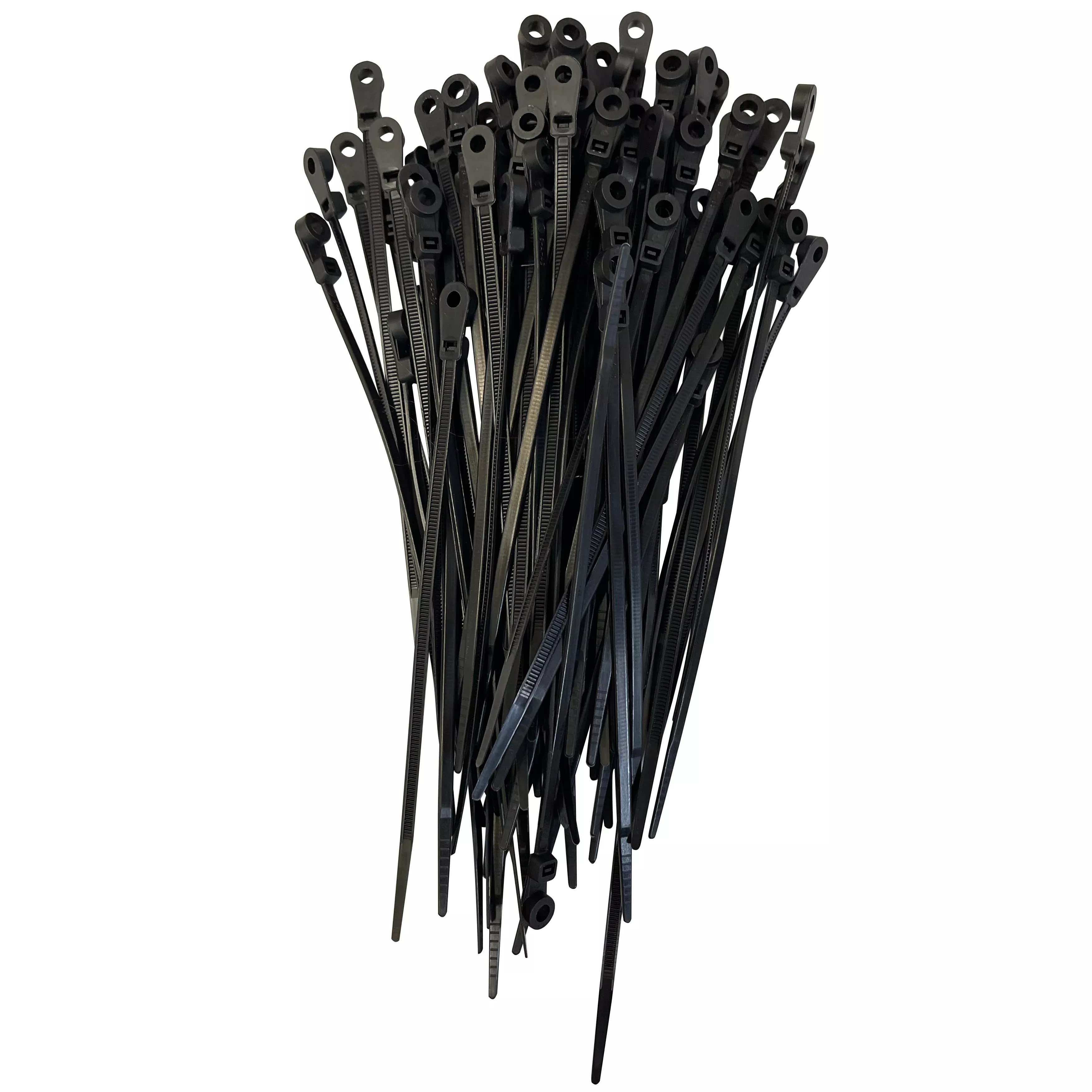 Black 5" Cable Tie w/Mounting Hole, 100 pack
