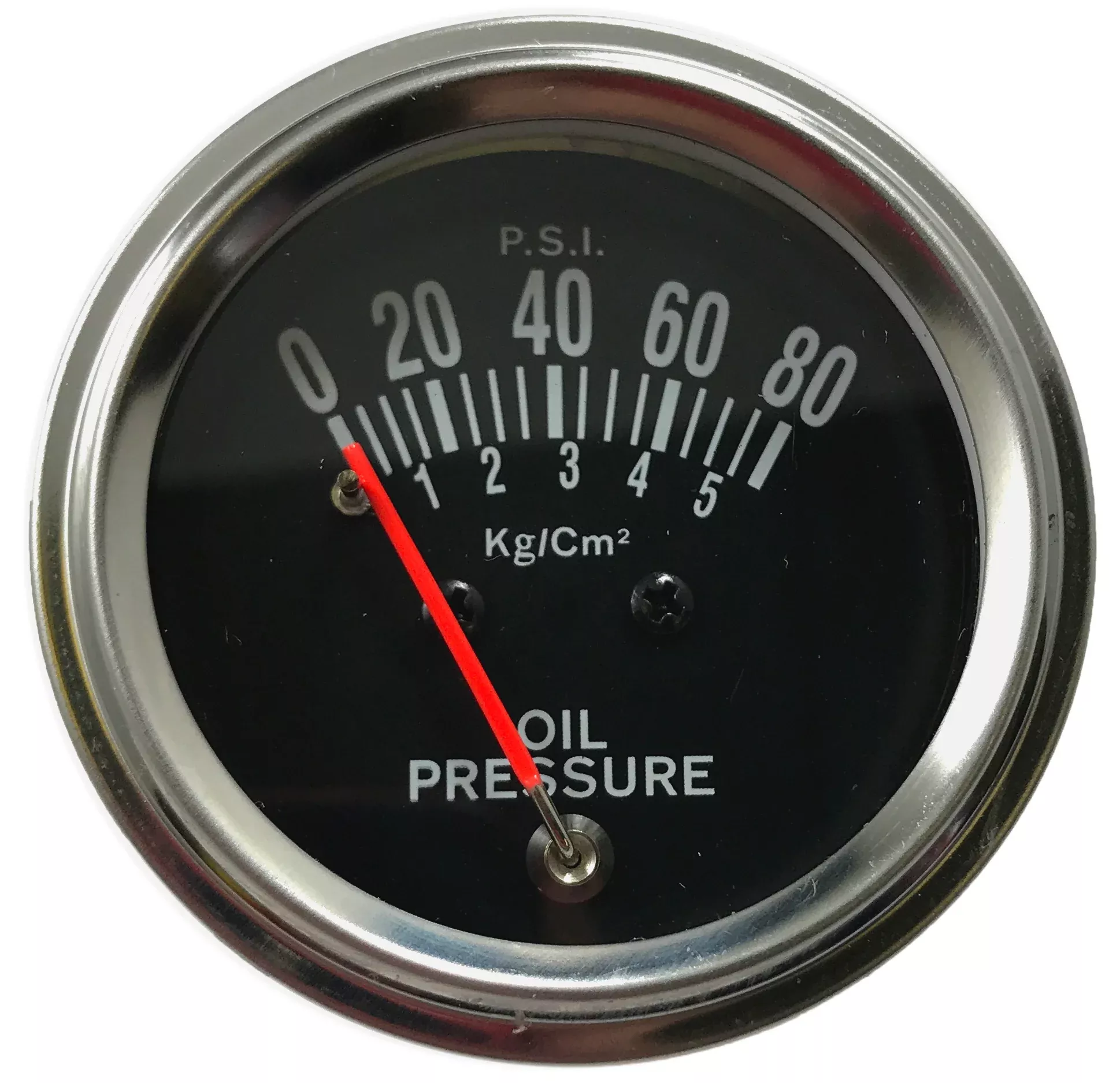 Chrome 2" Mechanical Oil Pressure Gauge Kit - 0-80 PSI, Includes Mount