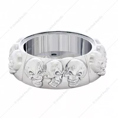 Chrome Die-Cast Skull Horn Button Bezel