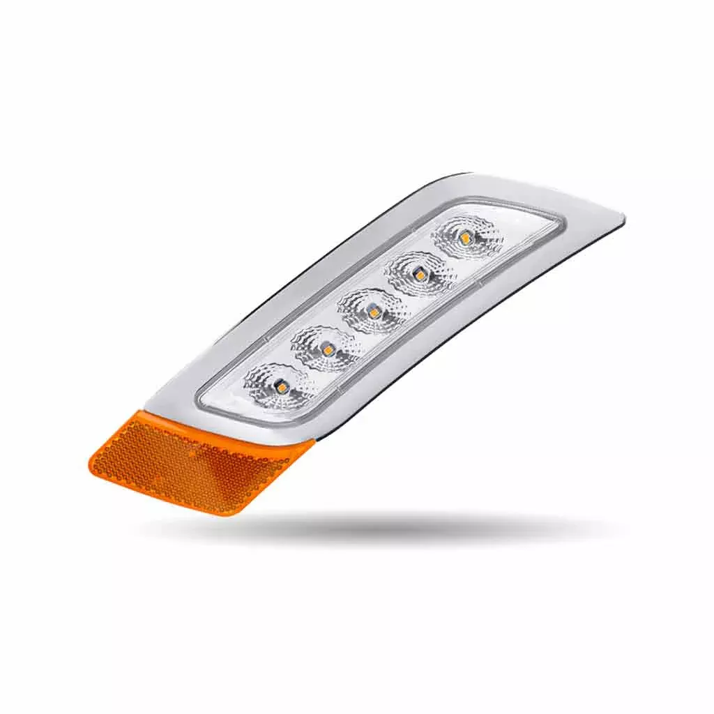 Clear Amber Turn & Marker Peterbilt LED Fender Light – 5 Diodes | Driver Side