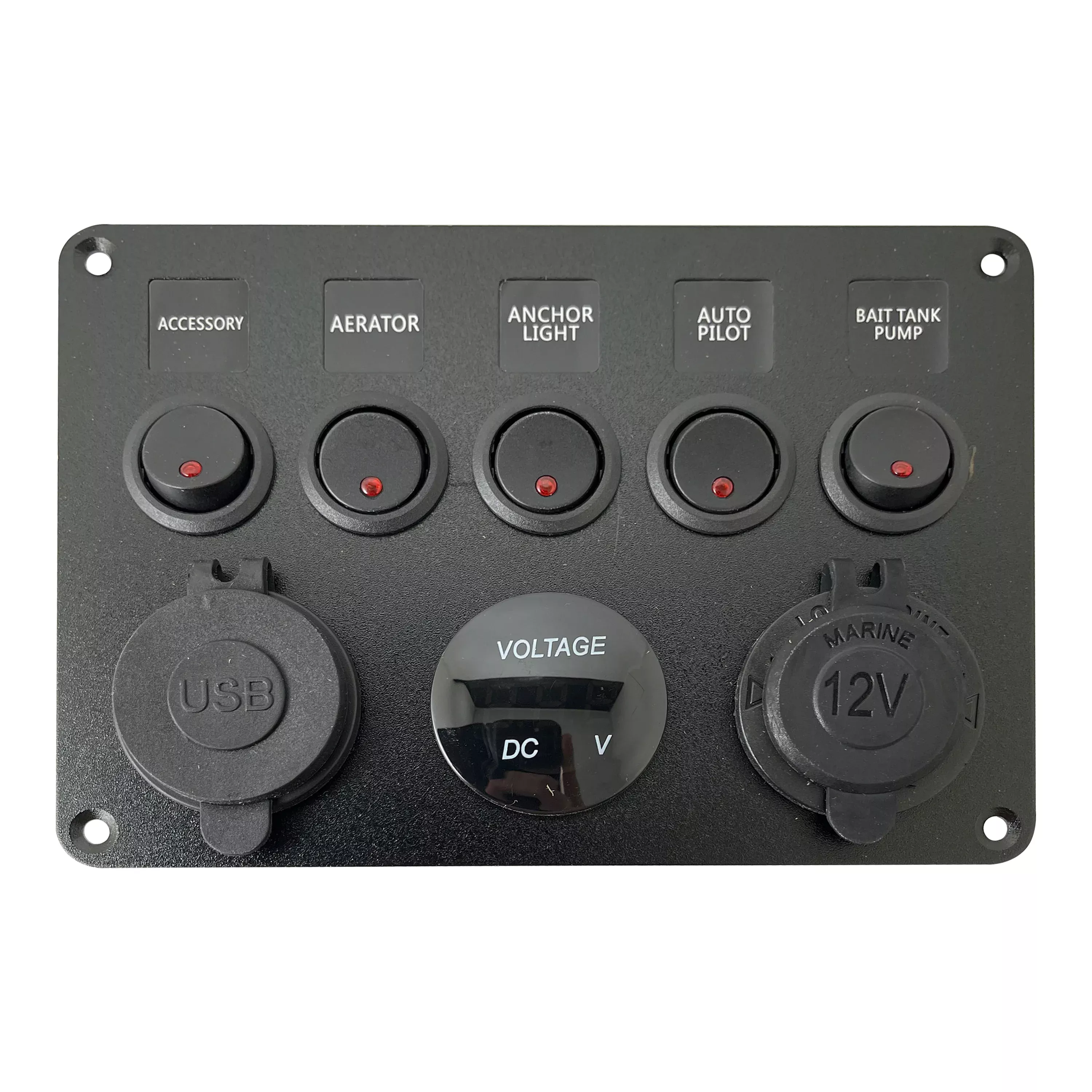 Control Panel 5 Switches Rocker Switch Panel - USB Lighter Volt