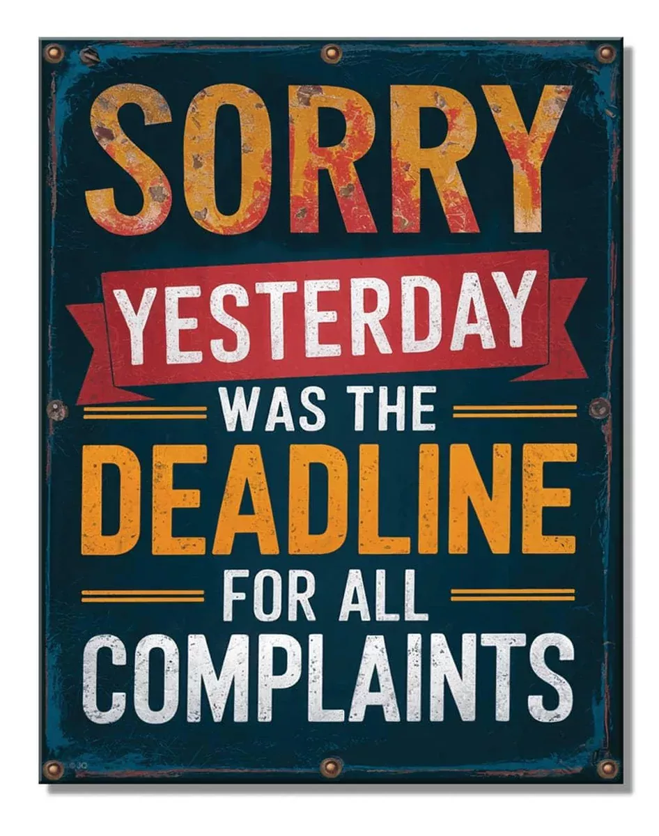 DEADLINE FOR ALL COMPLAINTS-2967