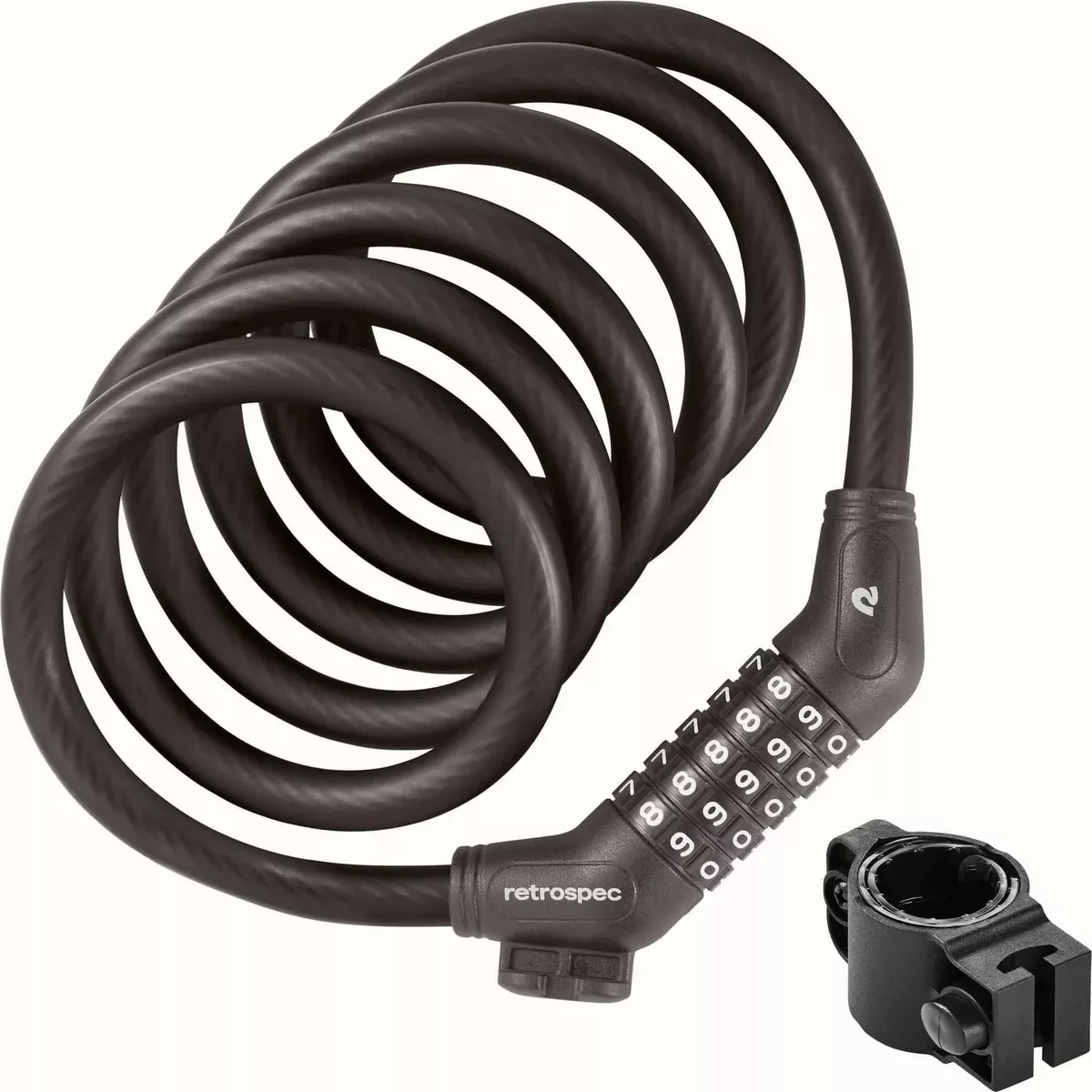 GRIZZLY PLUS CABLE LOCK COMBO - 12MM 6' - W/BRACKET- MATTE BASALT-5605