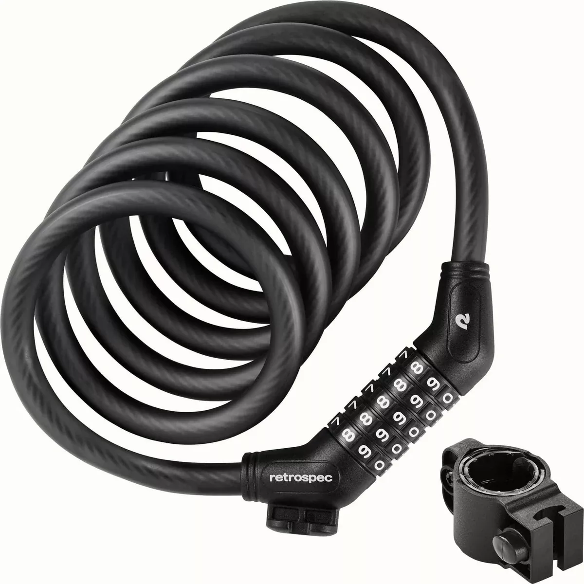 GRIZZLY PLUS CABLE LOCK COMBO - 12MM 6' - W/BRACKET- MATTE BLACK-5606