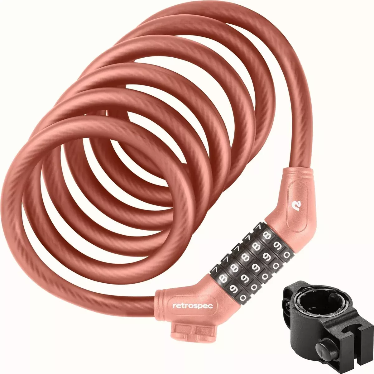 GRIZZLY PLUS CABLE LOCK COMBO - 12MM 6' - W/BRACKET- MATTE BLUSH-5608