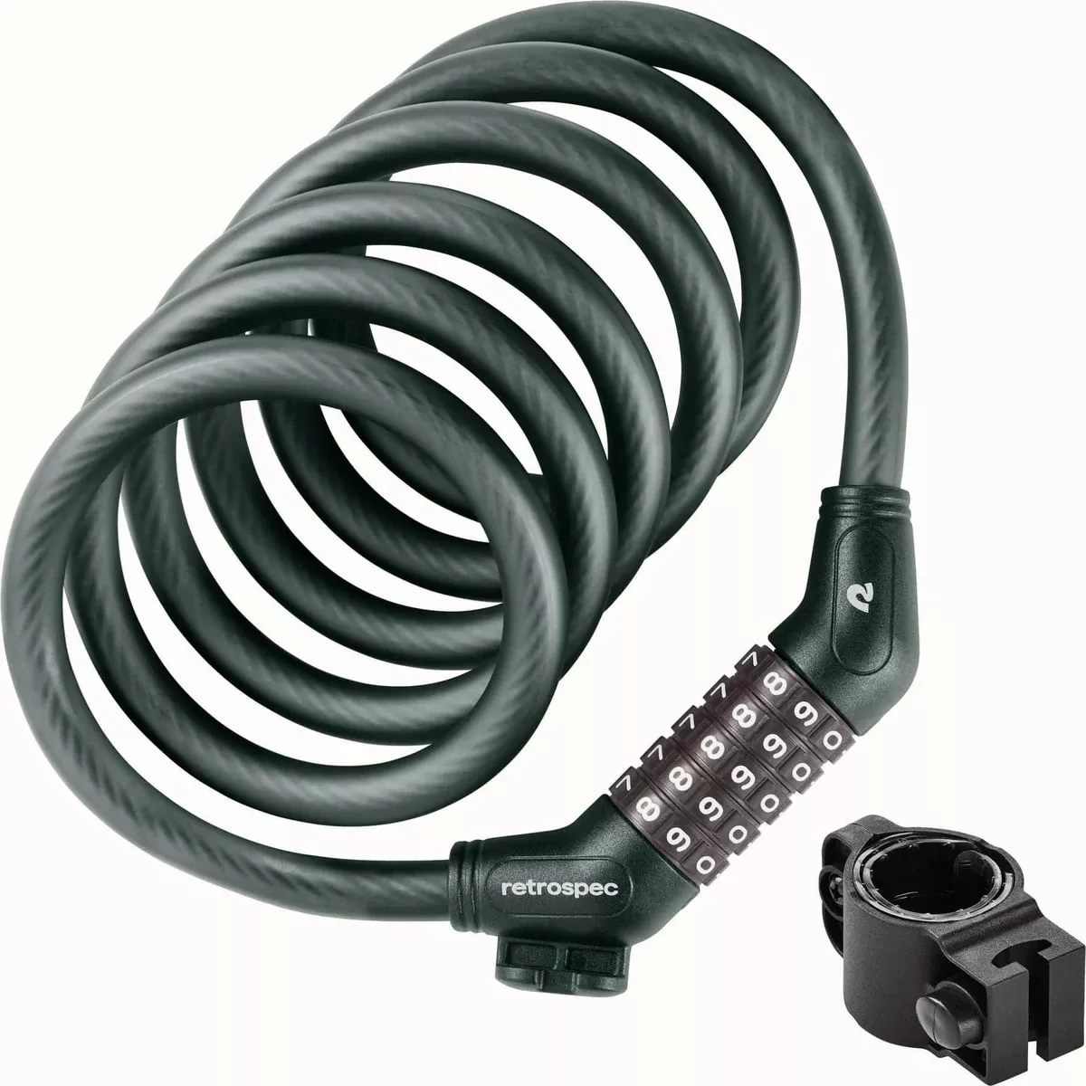GRIZZLY PLUS CABLE LOCK COMBO - 12MM 6' - W/BRACKET- MATTE EVERGLADE-5607