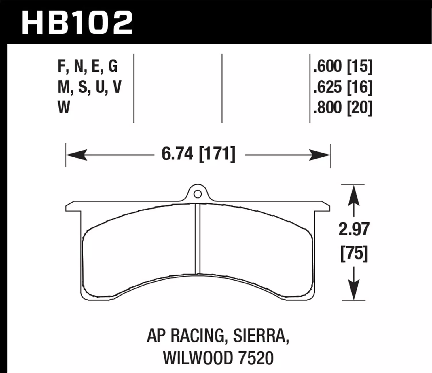Hawk Performance HB102U.800 DTC-70 Disc Brake Pad