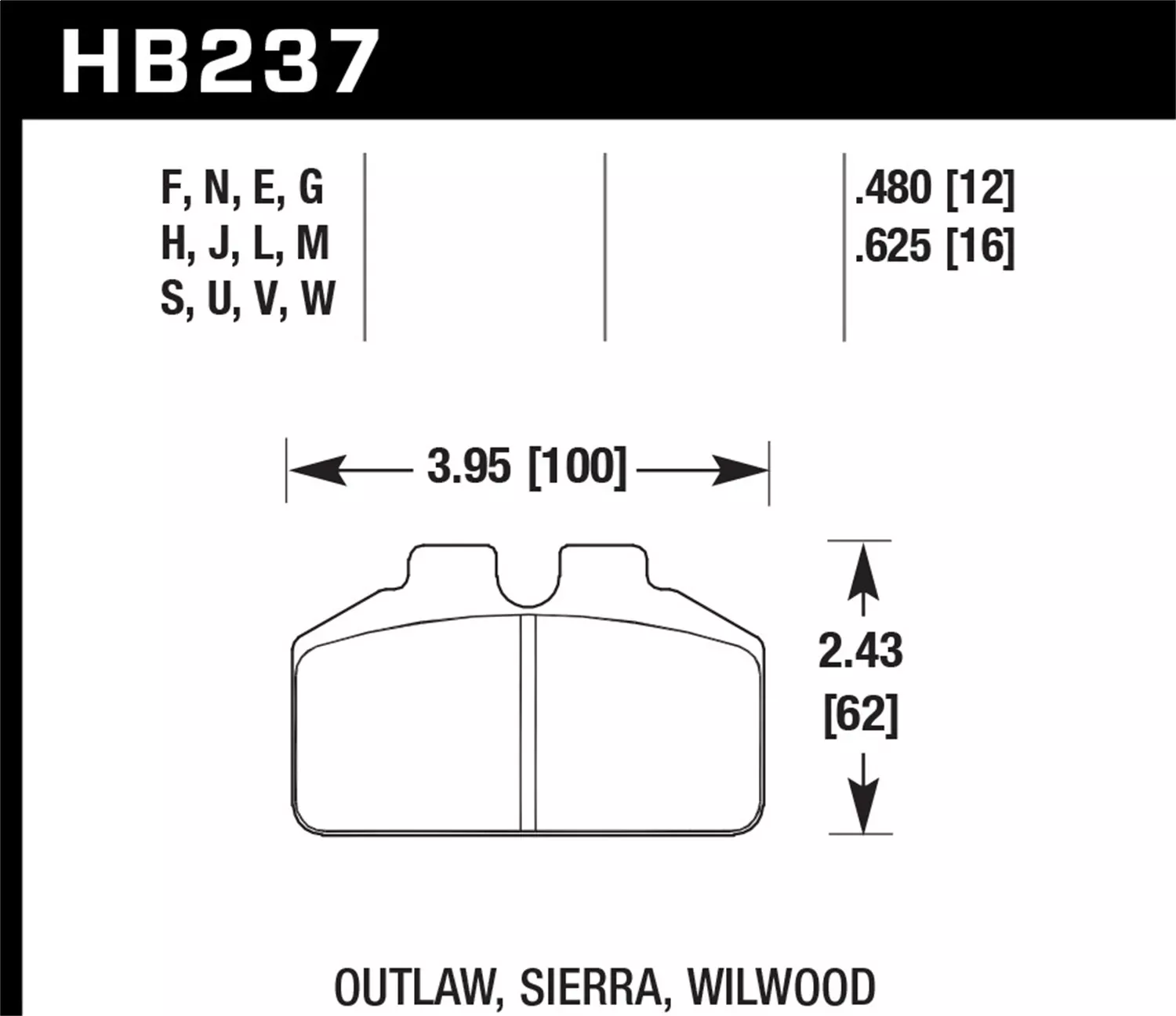 Hawk Performance HB237M.480 Black Disc Brake Pad