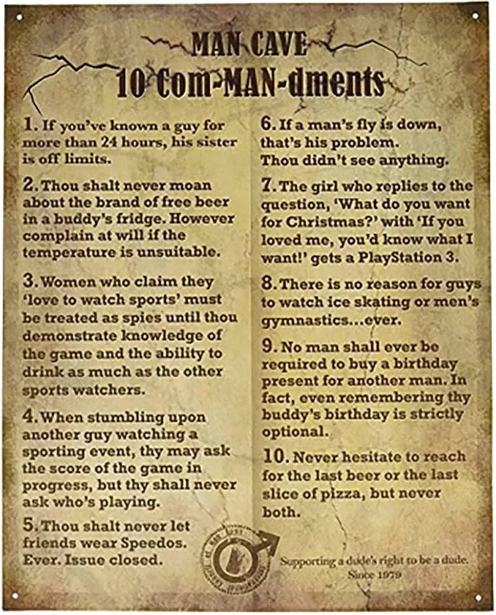 MAN CAVE COMMANDMENTS-S98450