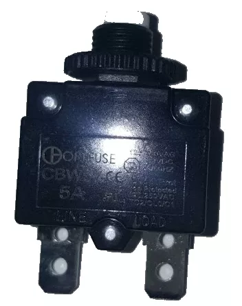 Miniature Line Voltage Circuit Breakers Push to Reset - Panel Mounted Design - 5 Amp