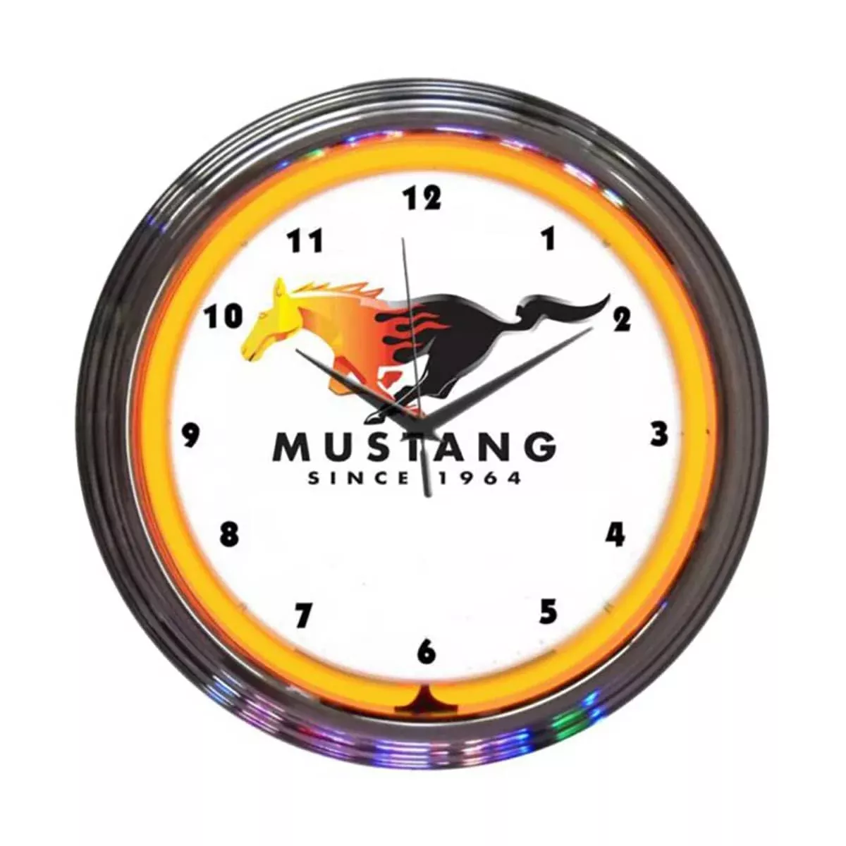 MUSTANG ORANGE NEON CLOCK-8MUST2