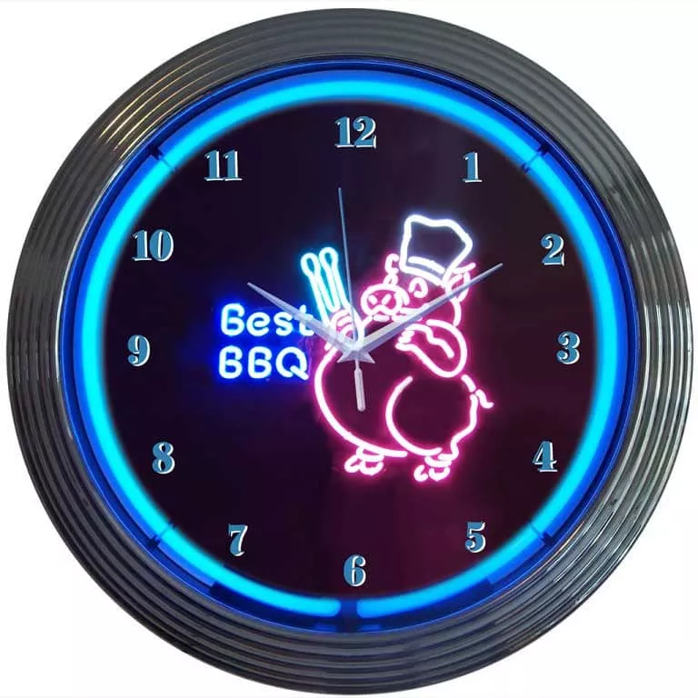 NEON CLOCK BBQ PIG-8BBQPI