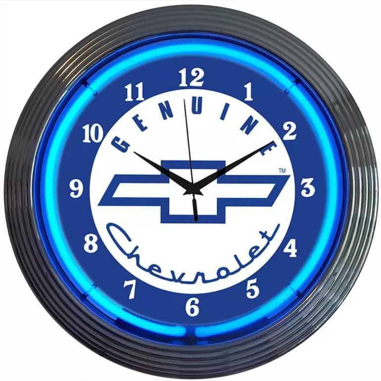 NEON CLOCK GENUINE CHEV-8CHEVY