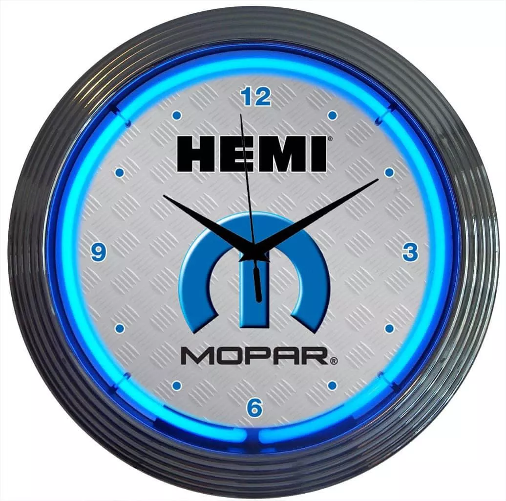 NEON CLOCK HEMI MOPAR-8MPHEM