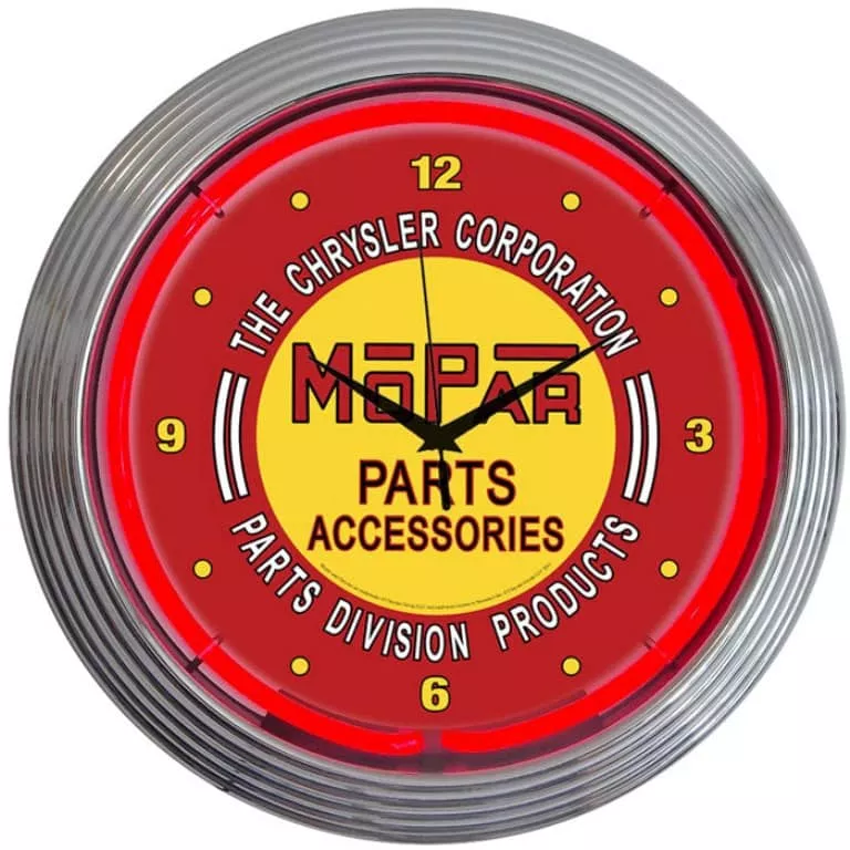 NEON CLOCK MOPAR RED-8MPRED