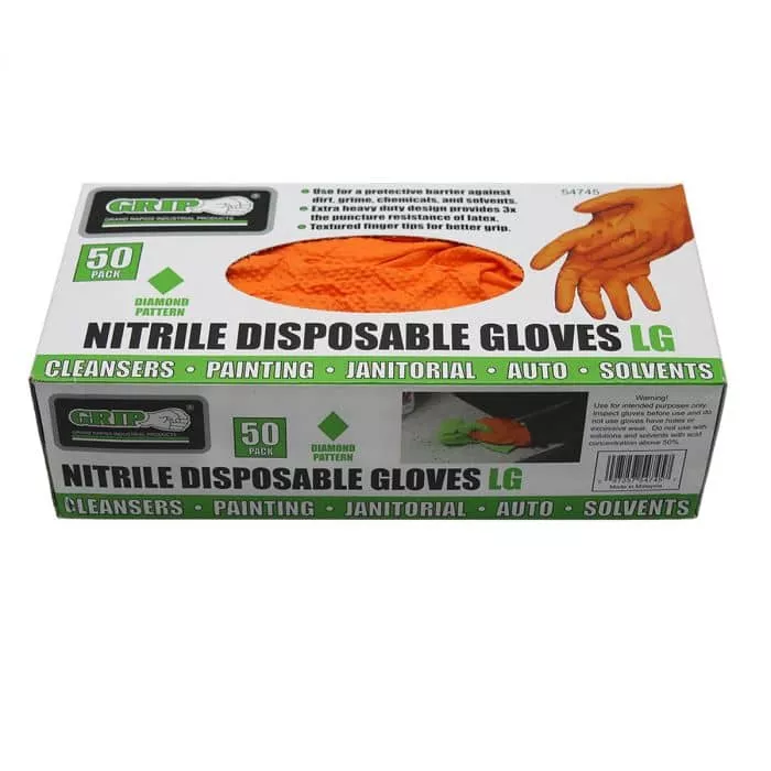 NITRILE DISPOSABLE GLOVES -LG - 50PK DIAMOND-54745