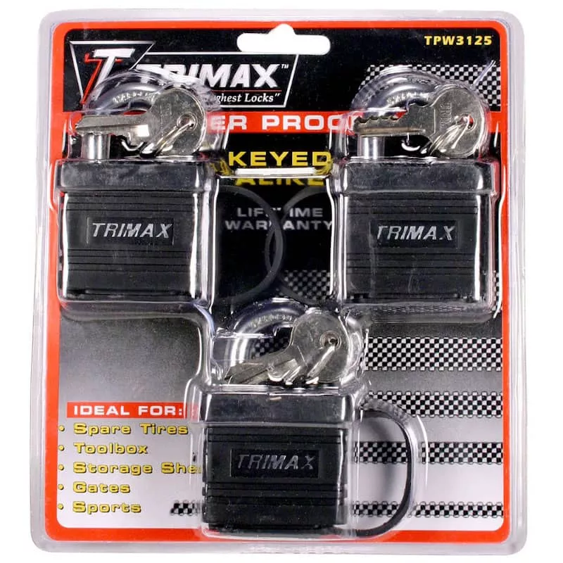 PADLOCK 3PK KEYED-ALIKE-TPW3125
