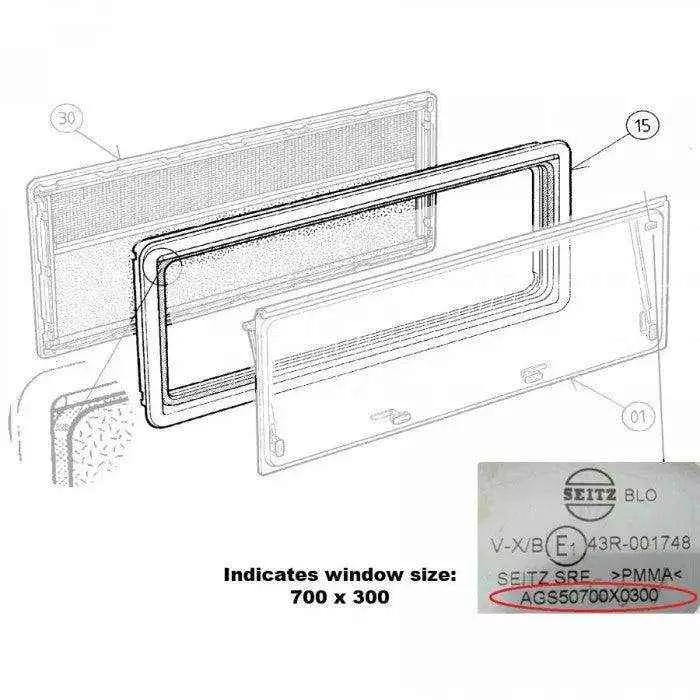 Seitz External Outer Window Frame Only Suits S4 1450x550 Black ...