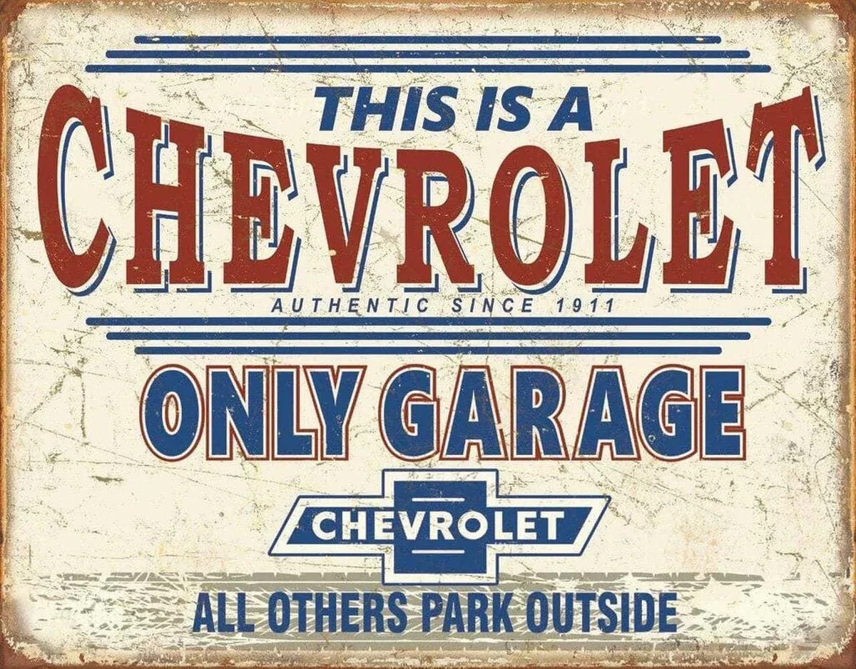 TIN SIGN CHEVY ONLY-2200