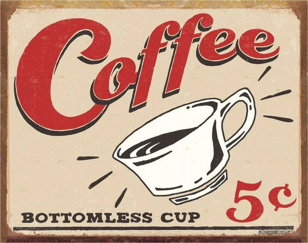 TIN SIGN COFFEE 5 CENTS-1178