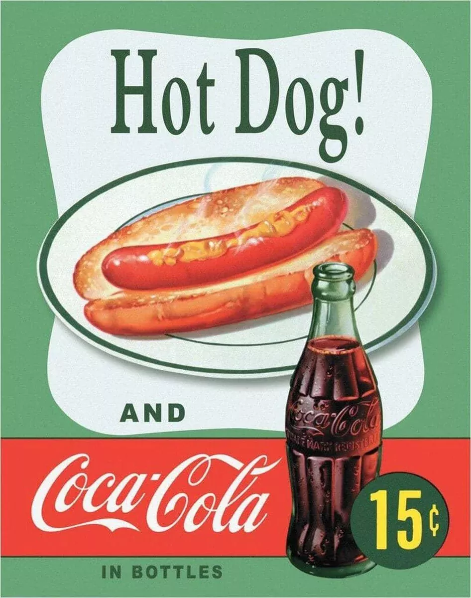 TIN SIGN COKE - HOT DOG-1048