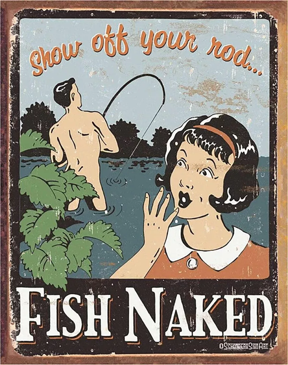 TIN SIGN FISH NAKED-1488