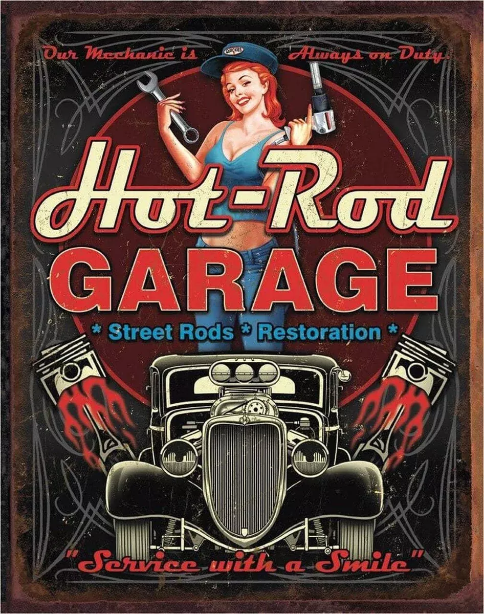 TIN SIGN HOT ROD GARAGE-1990