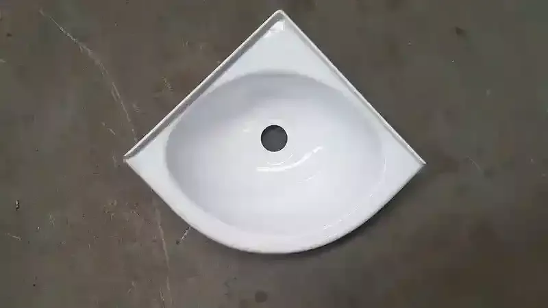 White Acrylic Corner Basin